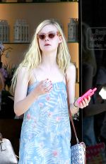 ELLE FANNING Leaves a Nail Salon in Studio City