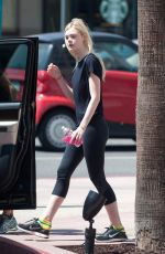 ELLE FANNING Leaving a Gym in Los Angeles