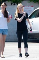 ELLE FANNING Leaving a Gym in Los Angeles