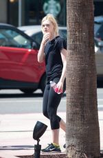 ELLE FANNING Leaving a Gym in Los Angeles