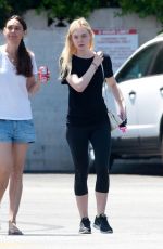 ELLE FANNING Leaving a Gym in Los Angeles