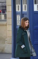 JENNA-LOUISE COLEMAN on the Set of Doctor Who in Wales