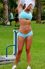 JENNIFER NICOLE LEE Working Out at a Park in Miami