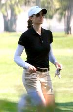 JESSICA BIEL Playing Golf at Lakeside Golf Club in Toluca Lake