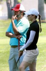 JESSICA BIEL Playing Golf at Lakeside Golf Club in Toluca Lake