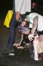 KELLY OSBOURNE Falling at a Restaurant in London