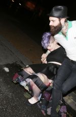 KELLY OSBOURNE Falling at a Restaurant in London