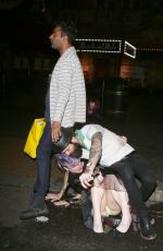 KELLY OSBOURNE Falling at a Restaurant in London