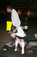 KELLY OSBOURNE Falling at a Restaurant in London