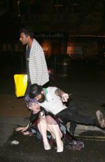 KELLY OSBOURNE Falling at a Restaurant in London