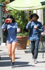 KYLIE JENNER in Denim Shorts Out in Calabasas