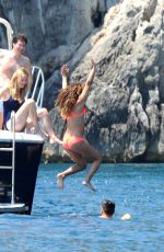 LEA MICHELE in Bikini at a Boat in Italy