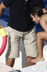 LEA MICHELE in Bikini on a Boat in Italy