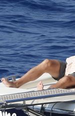 LEA MICHELE in Bikini on a Boat in Italy