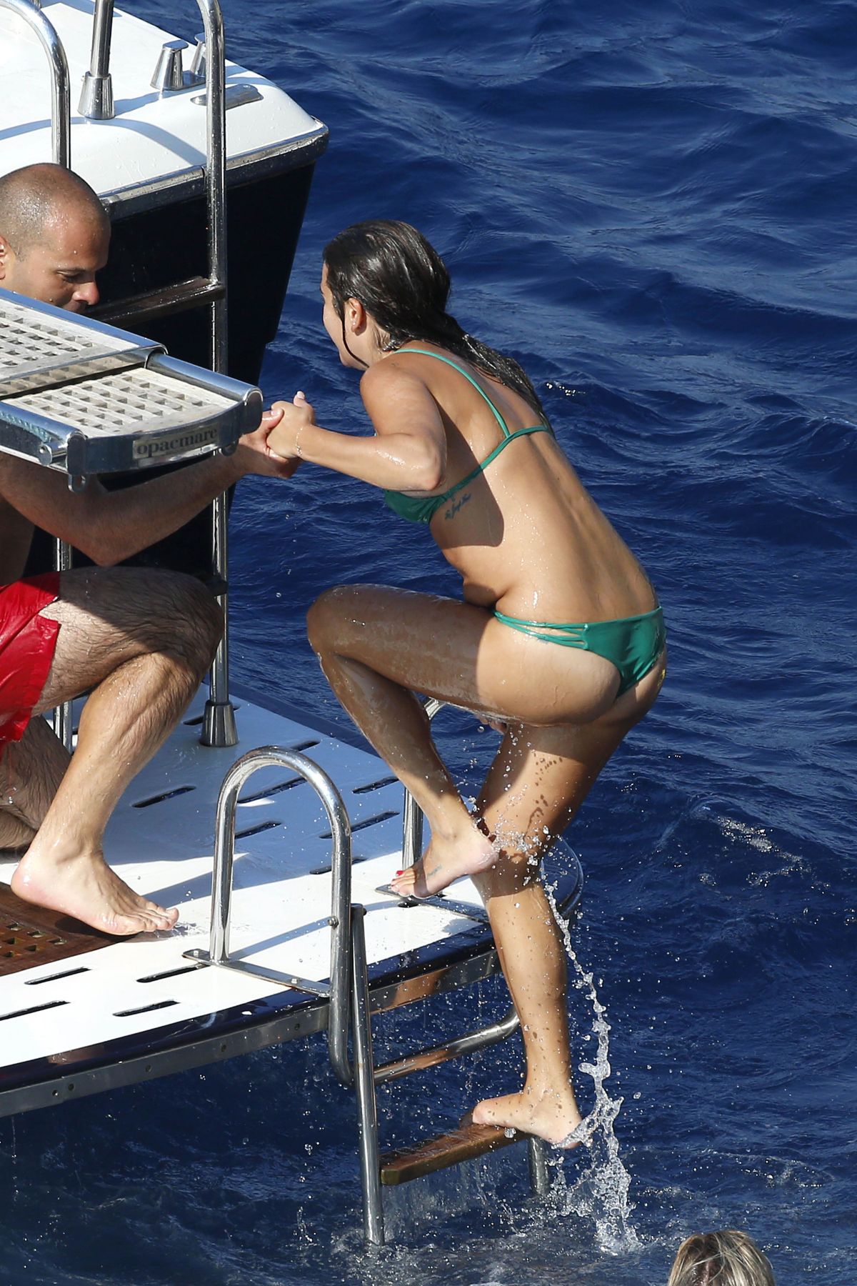 LEA MICHELE in Bikini on a Boat in Italy.