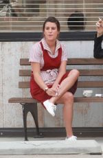 LEA MICHELE on the Set of Sons of Anarchy in Los Angeles
