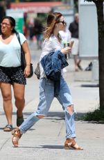 LEIGHTON MEESTER in Ripped Jeans Out in New York