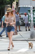 LEIGHTON MEESTER Walks Her Dog Out in New York