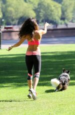 LEILANI DOWDING in Tights Working Out at Battersea Park in London