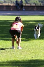 LEILANI DOWDING in Tights Working Out at Battersea Park in London