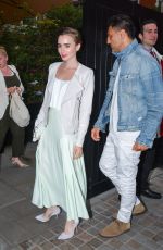 LILY COLLINS Arrives at Chiltern Firehouse in London