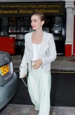LILY COLLINS Arrives at Chiltern Firehouse in London