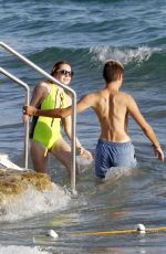 LINDSAY LOHAN in Swimsuit at a Beach in Ibiza