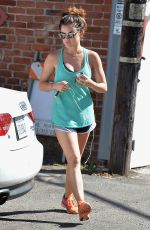 LUCY HALE in Shorts Leaves a Gym in Beverly Hills