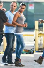 MICHELLE RODRIGUEZ on the set of Fast & Furious 7