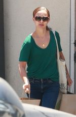 NATALIE PORTMA in Jeans Leaves M Cafe in West Hollywood