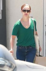 NATALIE PORTMA in Jeans Leaves M Cafe in West Hollywood