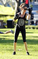 NICOLE TRUMFIO Working Out in a Park in Sydney