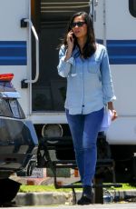 OLIVIA MUNN on the Set of The Newsroom in Los Angeles