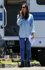 OLIVIA MUNN on the Set of The Newsroom in Los Angeles
