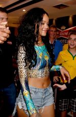 RIHANNA in Daisy Dukes Arrives at Her Hotel in Rio De Janeiro