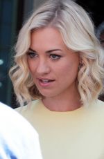 YVONNE STRAHOVSKI on the Set of Extra in Universal City