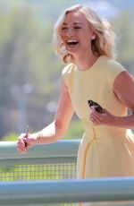 YVONNE STRAHOVSKI on the Set of Extra in Universal City
