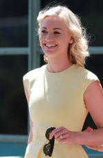 YVONNE STRAHOVSKI on the Set of Extra in Universal City