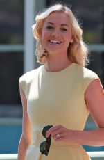 YVONNE STRAHOVSKI on the Set of Extra in Universal City