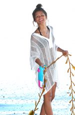 ZENDAYA COLEMAN in Covered Bikini on the Beach in Malibu