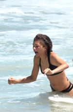 ZENDAYA COLEMAN in Covered Bikini on the Beach in Malibu