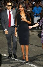 ZOE SALDANA Arrives at The Late Show with David Letterman