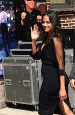 ZOE SALDANA Arrives at The Late Show with David Letterman