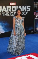 ZOE SALDANA at Guardians of the Galaxy Premiere in London