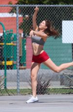 AMANDA CERNY in Shorts and Tank Top Playing Basketball in Beverly Hills