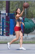 AMANDA CERNY in Shorts and Tank Top Playing Basketball in Beverly Hills