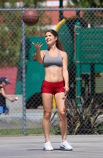 AMANDA CERNY in Shorts and Tank Top Playing Basketball in Beverly Hills