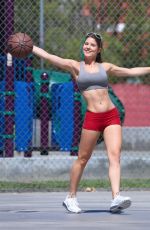 AMANDA CERNY in Shorts and Tank Top Playing Basketball in Beverly Hills