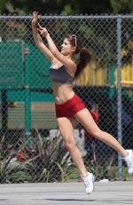 AMANDA CERNY in Shorts and Tank Top Playing Basketball in Beverly Hills
