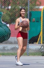 AMANDA CERNY in Shorts and Tank Top Playing Basketball in Beverly Hills